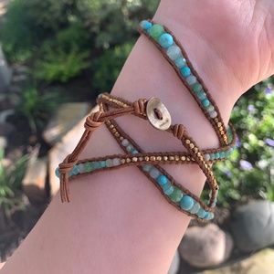 Chan Luu Brown and Blue Beaded Wrap Bracelet